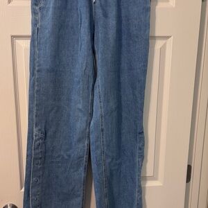 Forever 21 Striped Blue Denim Pants
